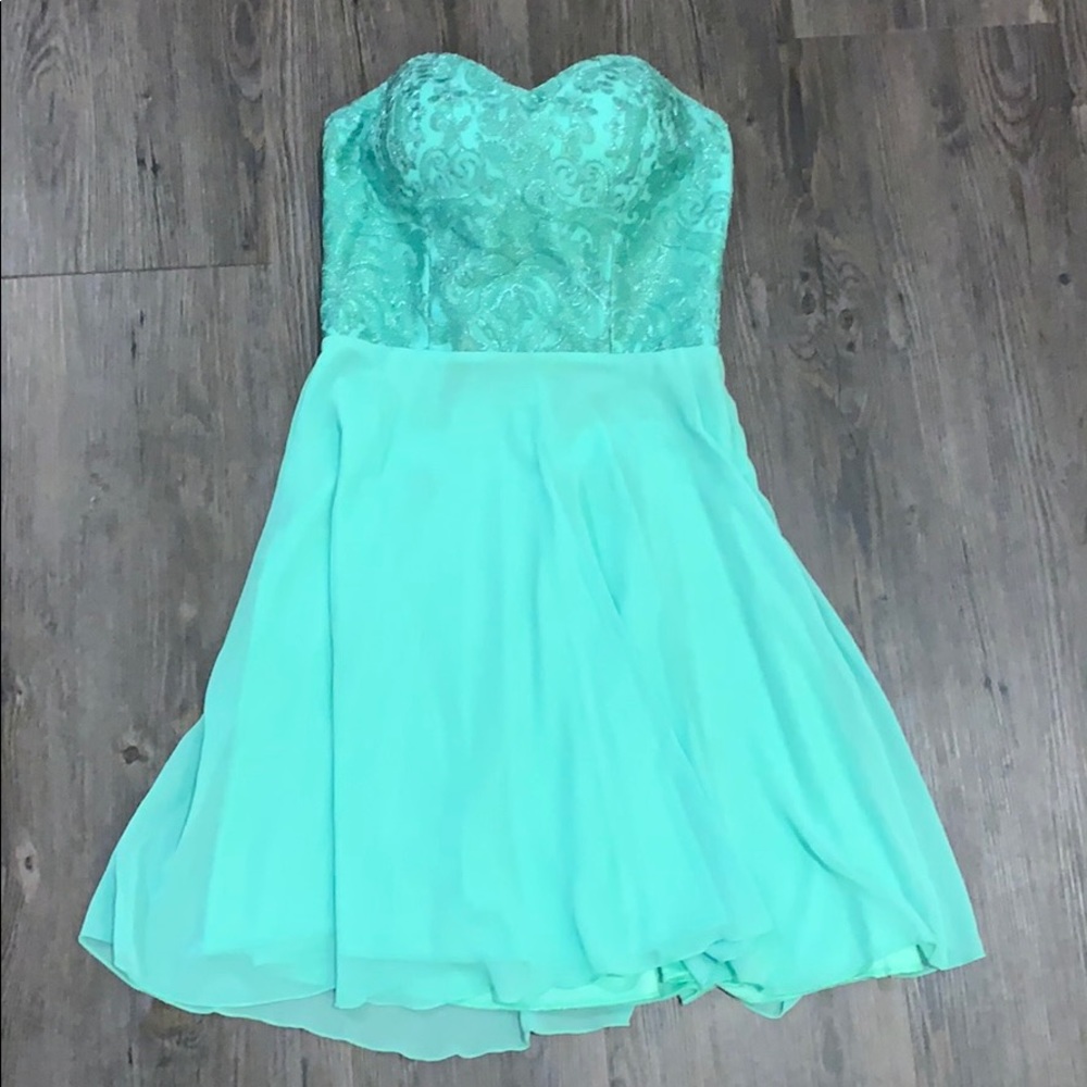 Mint halter cocktail dress